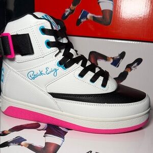 Patrick Ewing Women's Orion Strap Sneakers - White and Neon Pink. New in OG box